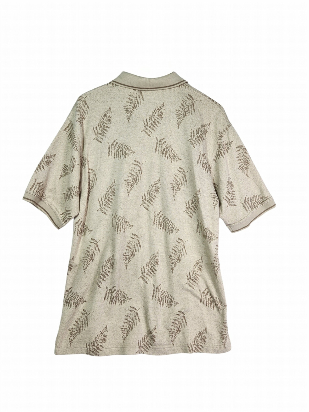 Vintage Boca Classics Knit Polo Shirt Large Beige Fern Leaf Print Resort Casual - Picture 6 of 12
